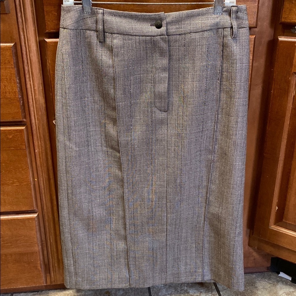 Y2K Gray Wool Midi Length Pencil Skirt Minimalist Fall Career Academia Office